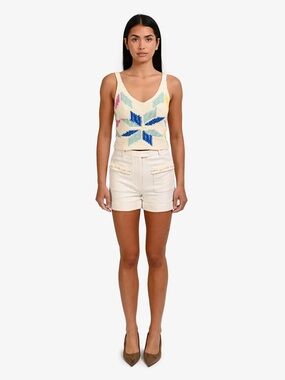NWT 3.1 PHILLIP LIM Cream White Wool Silk cotton mini shorts